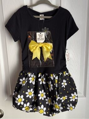 New with Tags Size 5 Toddler Black and Yellow Floral Bubble Skirt Dress